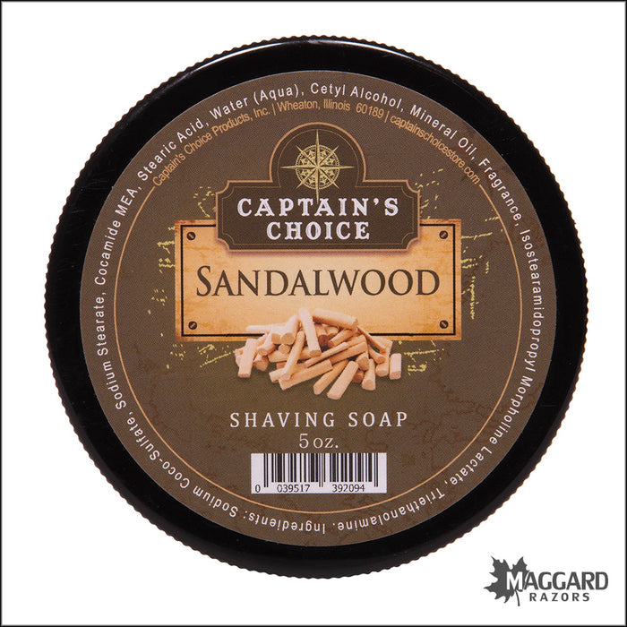Captain's Choice Sandalwood Artisan Shaving Soap, 5oz