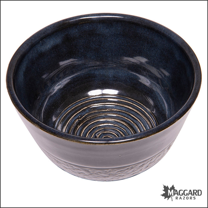 Heather Wright 2023-015 Black and Dark Blue Handmade Ceramic Lather Bowl