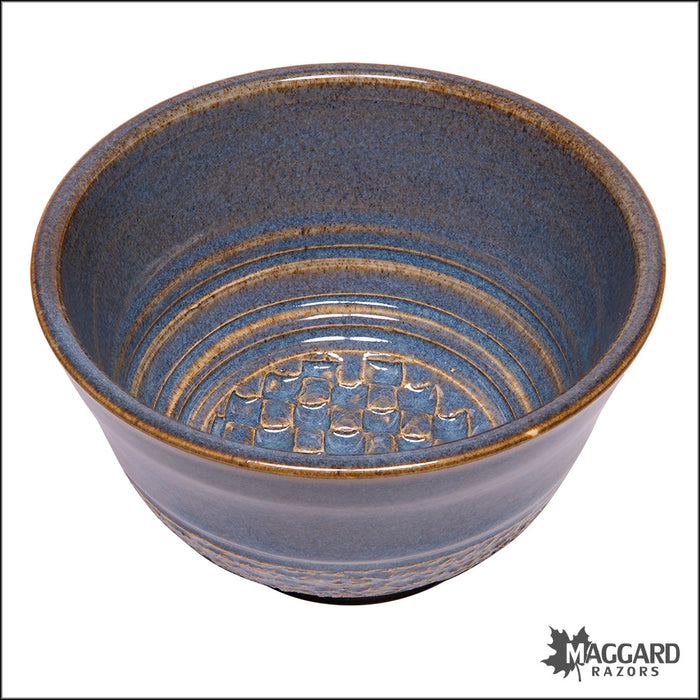 Heather Wright 2023-022 Blue and Gold Handmade Ceramic Lather Bowl