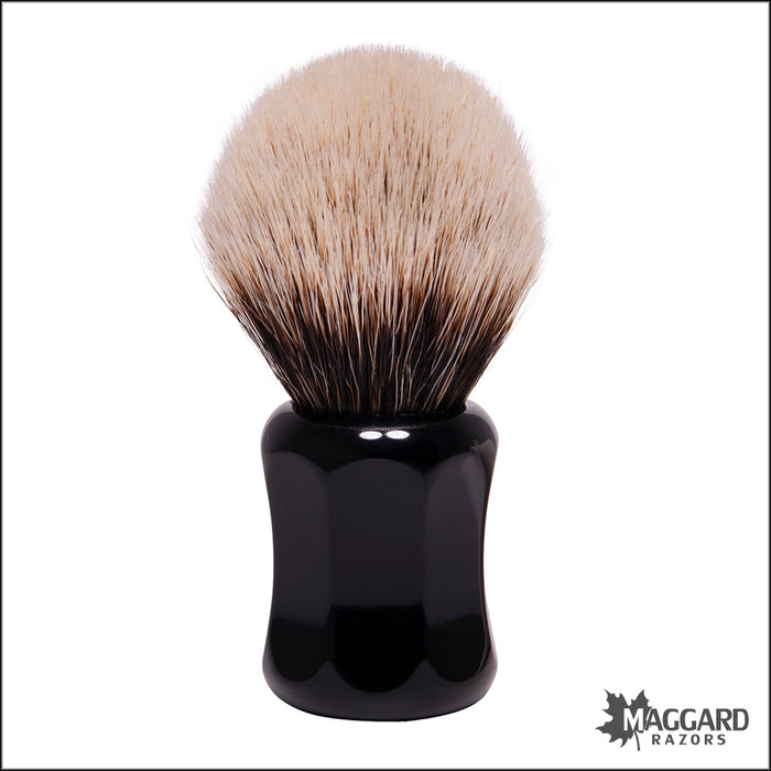 Shavemac 173-040-24 Black Handle Silvertip 2-Band Badger Shaving Brush, 24mm Bulb