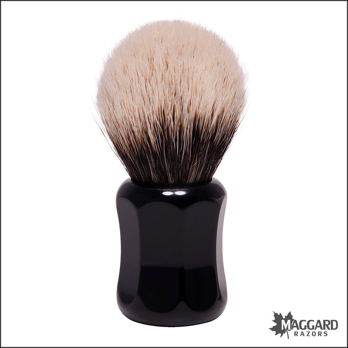 Shavemac 173-040-26 Black Handle Silvertip 2-Band Badger Shaving Brush, 26mm Bulb