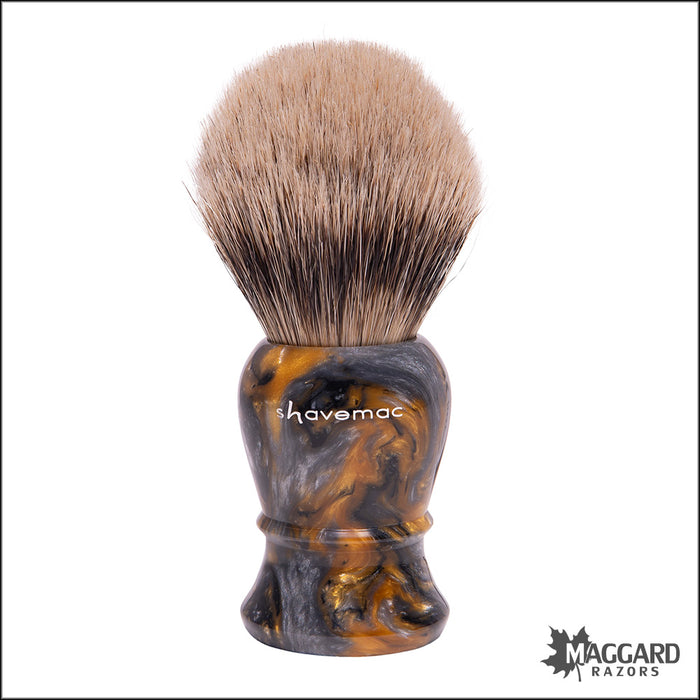 Shavemac 4071-111-26 Gold Rush Handle Silvertip Badger Shaving Brush, 26mm Bulb