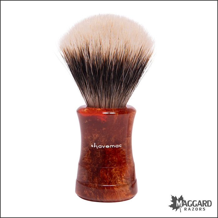 Shavemac 87-001-22 Bronze and Orange Handle Silvertip 2-Band Badger Shaving Brush, 22mm Fan