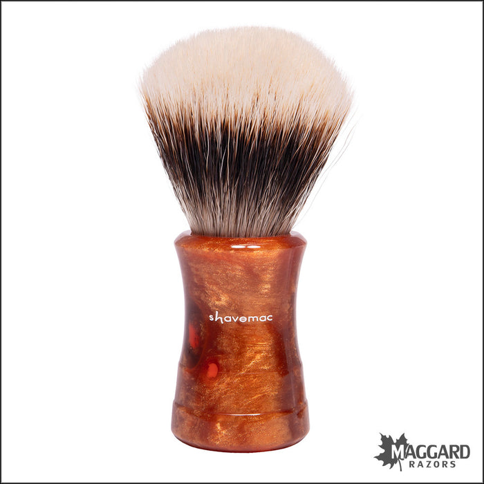 Shavemac 87-001-26 Bronze and Orange Handle Silvertip 2-Band Badger Shaving Brush, 26mm Fan