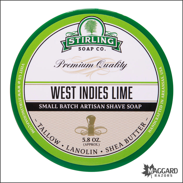 Stirling Soap Co. West Indies Lime Shaving Soap, 5.8oz - Seasonal Release