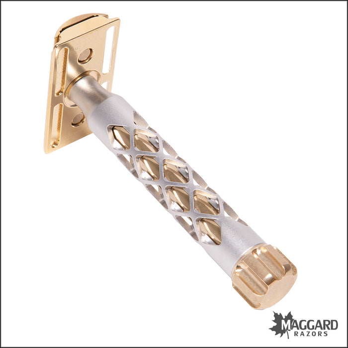 The Goodfellas' Smile Valynor Satin Finished Aluminum and Polished Brass DE Safety Razor