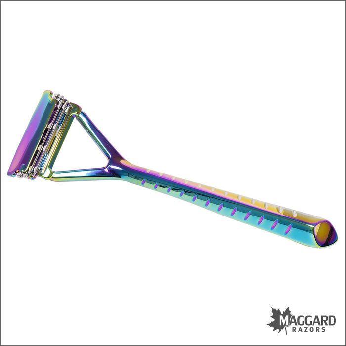 Leaf Single Edge Multiblade Pivoting Head Razor, with Starter Blades - Prism Color