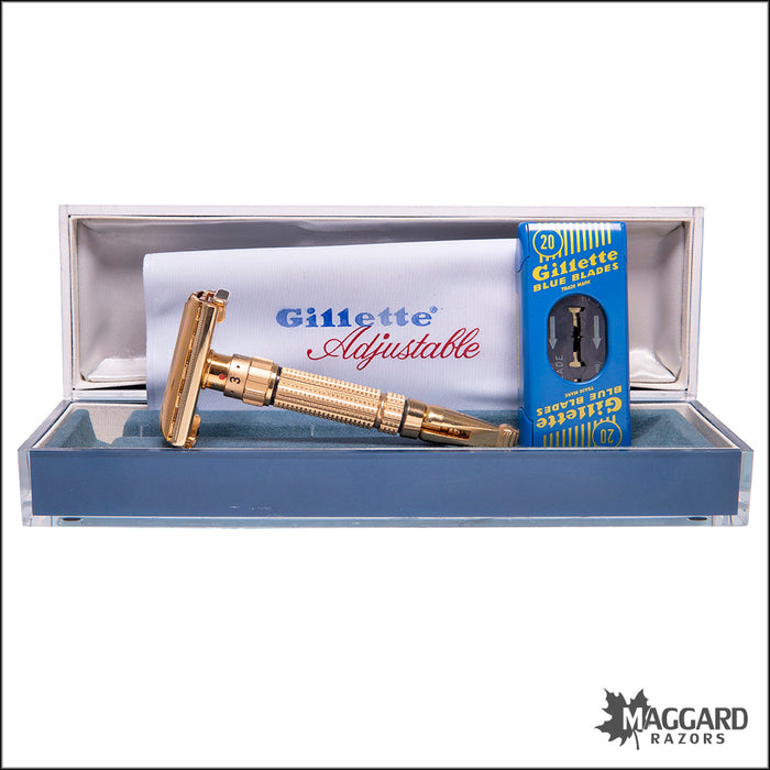 #1102 Gillette Gold Toggle Adjustable Razor, Cased, 1958