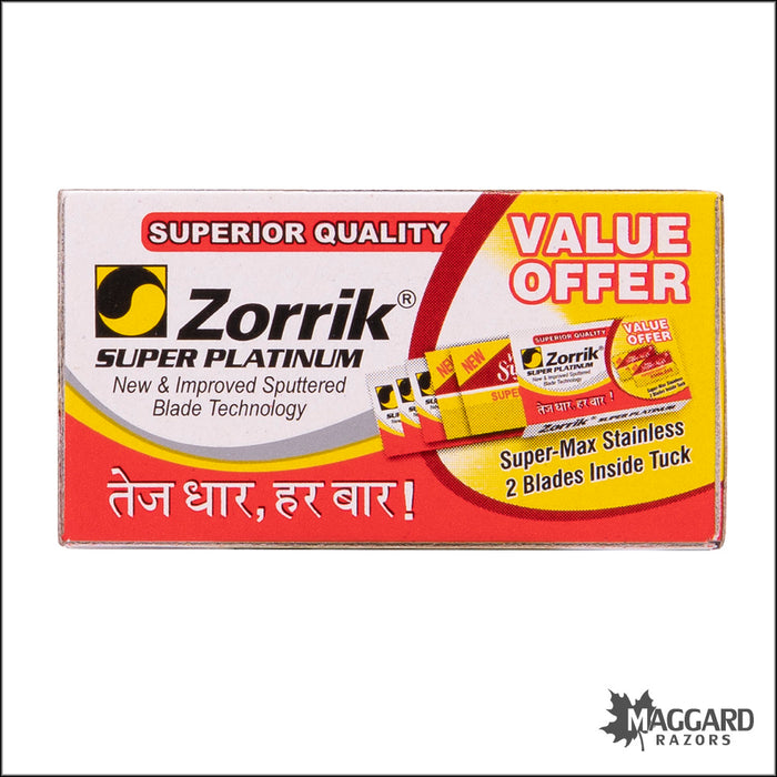 Zorrik Super Platinum and Super Max Stainless Combo Pack Double Edge Safety Razor Blades, 5 Pack