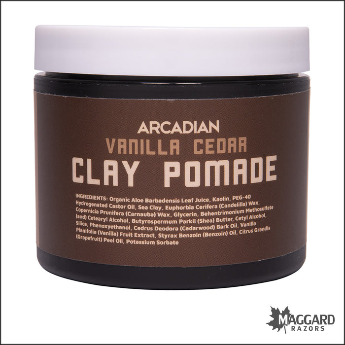 Arcadian Vanilla Cedar Clay Pomade High Hold Artisan Pomade, 4oz