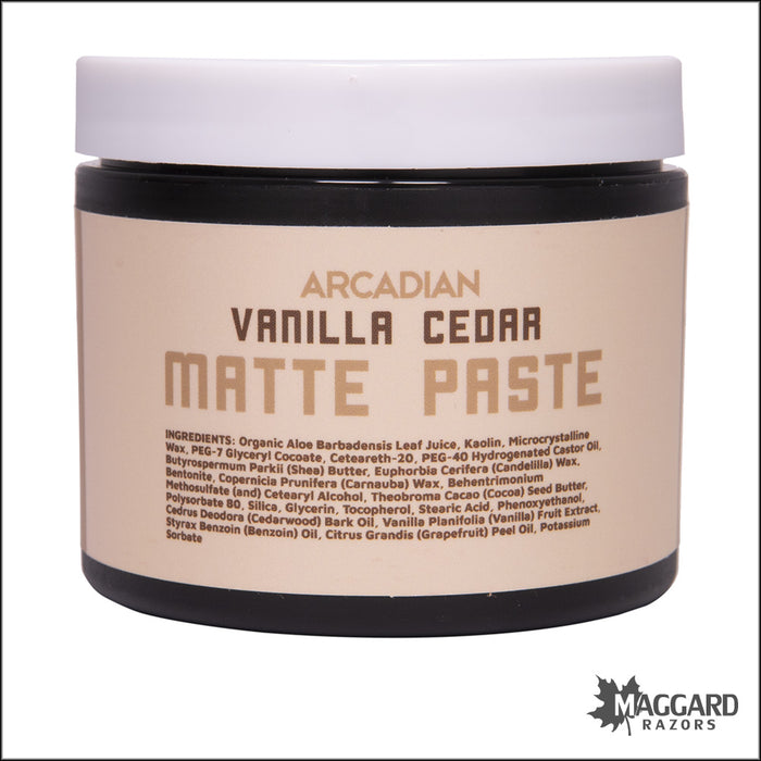 Arcadian Vanilla Cedar Matte Paste High Hold Artisan Pomade, 4oz
