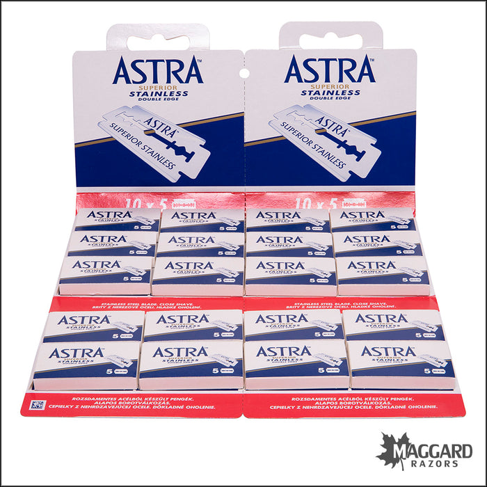 Astra Stainless Double Edge Razor Blades, 100 blades