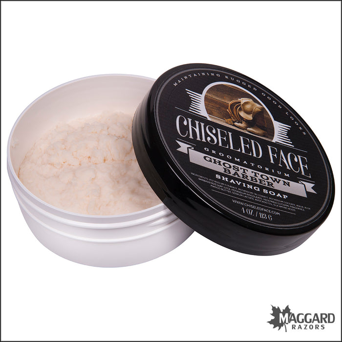 Chiseled Face Ghost Town Barber Artisan Shaving Soap, 4oz