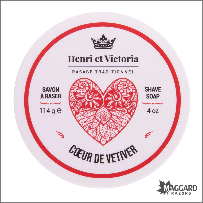 Henri et Victoria Coeur de Vetiver Artisan Vegan Shaving Soap, 4oz - Vegan 2.0 Base