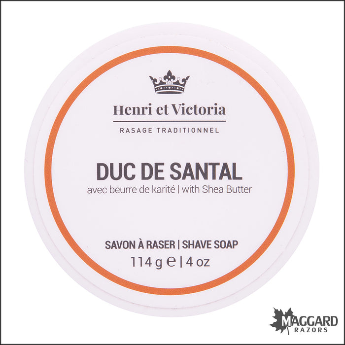 Henri et Victoria Duc de Santal Artisan Shaving Soap, 4oz - Vegan 2.0 Base