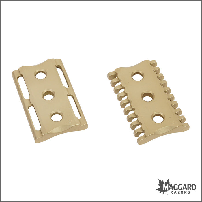 Karve Shaving Co. Brass Base Plates, Open and Closed Comb/Solid Bar Options