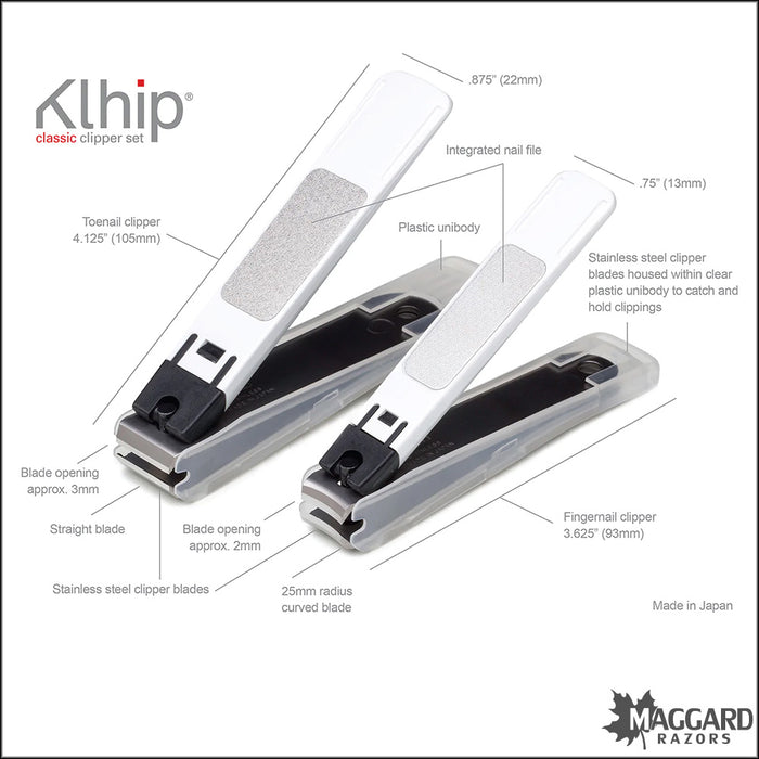Klhip Classic Clipper Set Stainless Steel Toe Nail and Nail Clipper Set