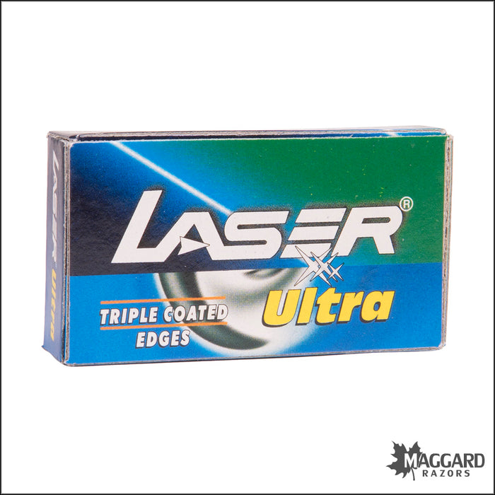 Laser Ultra Triple Coated Stainless Steel DE Safety Razor Blades, 10 Blades