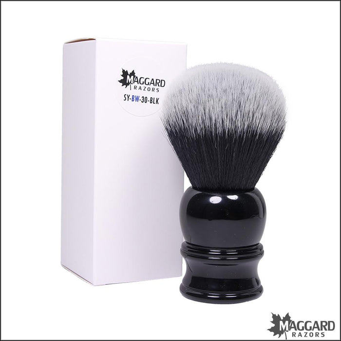 Maggard-Razors-30mm-Black-and-White-Synthetic-Shaving-Brush-2