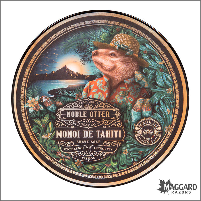 Noble Otter Soap Co. Monoi de Tahiti Artisan Shaving Soap, 4oz