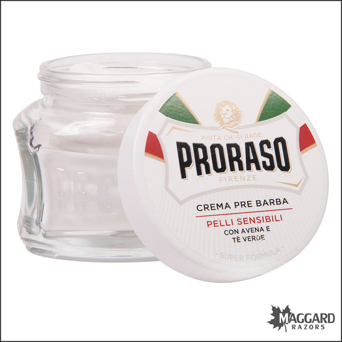 Proraso Green Tea and Oat Pre and Post Cream Glass Jar, 100ml