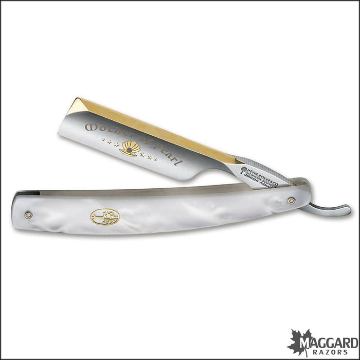 Boker 140556 Mother of Pearl 2.0 6/8 Square Point Straight Razor, Professionally Honed