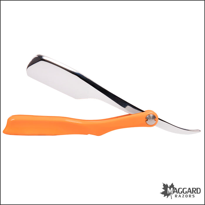 Shavette - Orange Plastic Handle with HD Leather Travel Case (Injector or Half-DE Blades)
