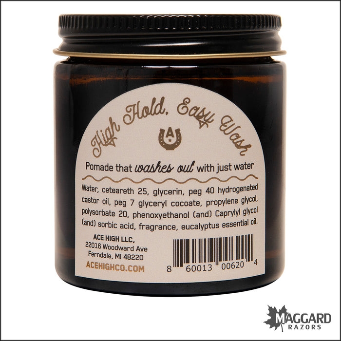 Ace High Cool Water Artisan Water Based Pomade, 4oz - High Hold