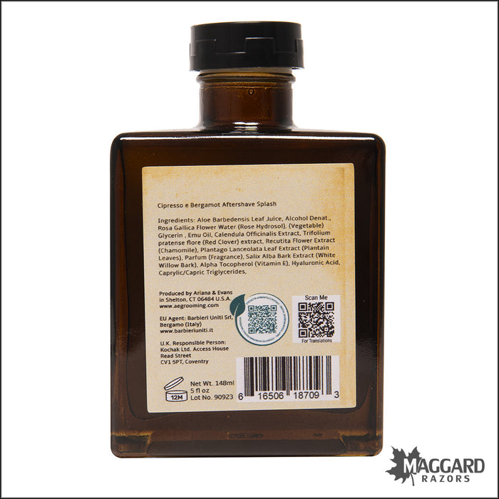 Ariana and Evans Barbiere di Famiglia Cipresso e Bergamot Aftershave Splash, 5oz