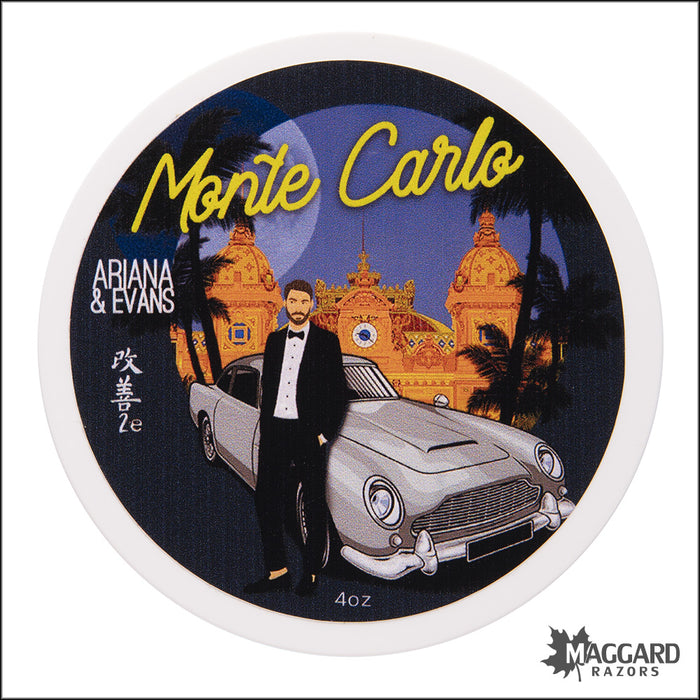 Ariana and Evans Monte Carlo Artisan Shaving Soap, 4oz - Kaizen 2e Base