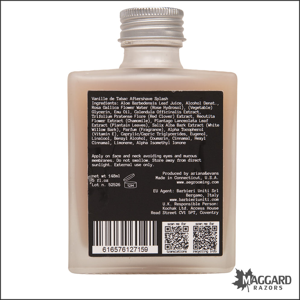 Ariana and Evans Vanille de Tabac Aftershave Splash, 5oz — Maggard Razors