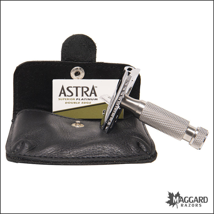 [SPECIAL] Travel Kit with MRT Razor, Leather Pouch, Travel Brush, and Cream