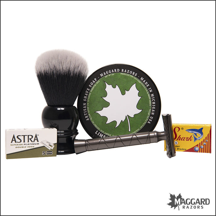 [SPECIAL] Beginner Kit with Gray Razor &  2oz Limes & Bergamot Soap