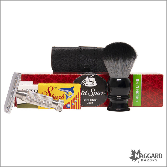 [SPECIAL] Travel Kit with MRT Razor, Leather Pouch, Travel Brush, and Cream