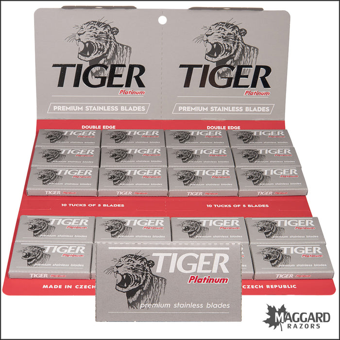 Tiger Platinum Premium Stainless DE Safety Razor Blades