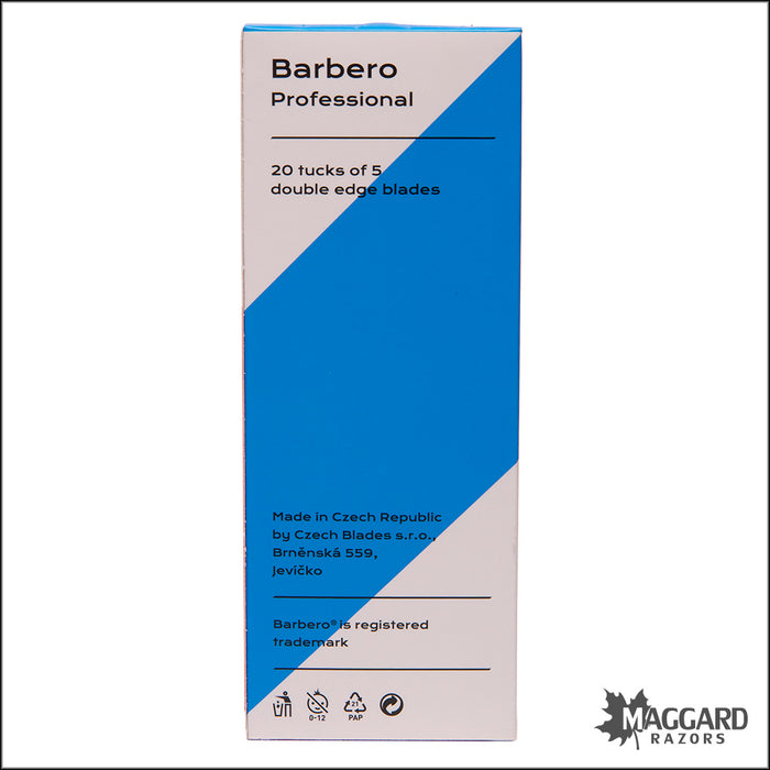 Barbero Professional Platinum Coated Stainless Steel Double Edge Razor Blades, 100 Blades