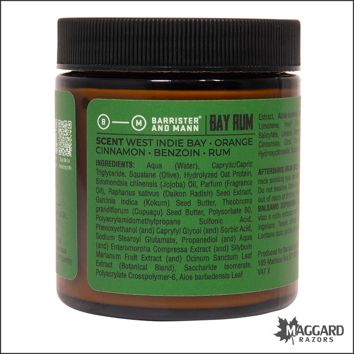 Barrister and Mann Bay Rum Aftershave Balm, 3.75oz