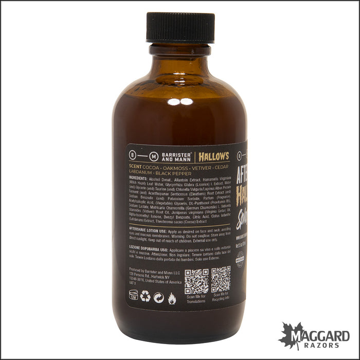 Barrister and Mann Hallows Aftershave Splash, 3.5oz - Seasonal Release