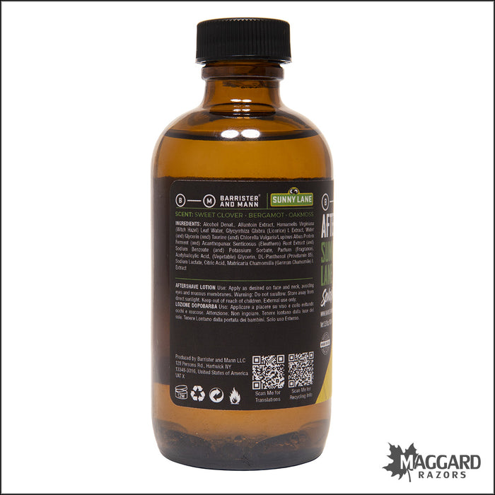 Barrister and Mann Sunny Lane Aftershave Splash, 3.5oz - Seasonal Release