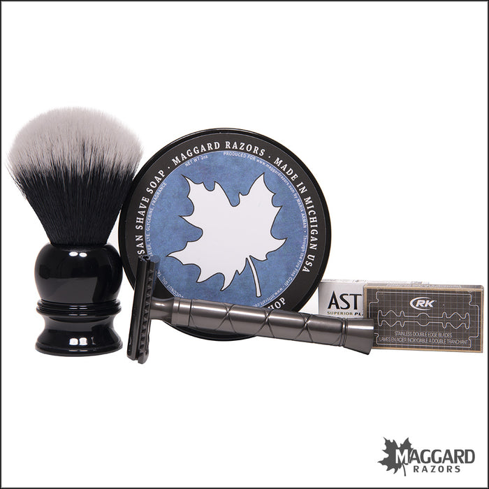 [SPECIAL] Beginner Kit with Gray Razor &  2oz London Barbershop Soap