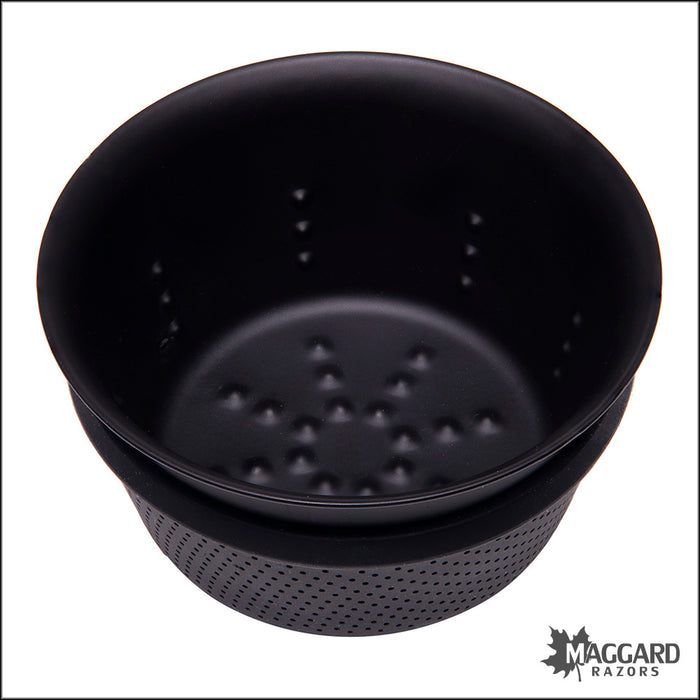 Byron Shaving Company Lather Genie Stainless Steel Lather Bowl with Silicone Comfort Grip, Black