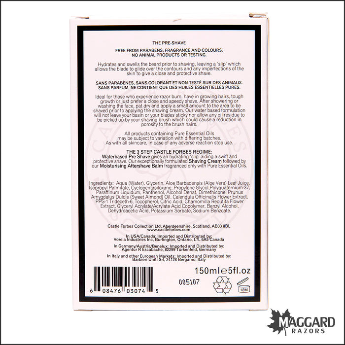 Castle Forbes The Pre Shave Unscented, 150ml Bottle
