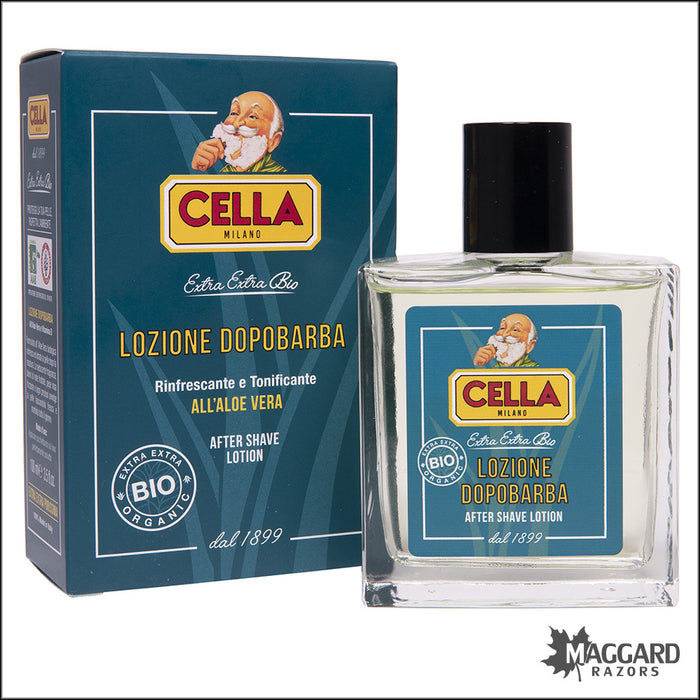 Cella Milano Bio Organic Aftershave Lotion Splash with Aloe Vera, 100ml