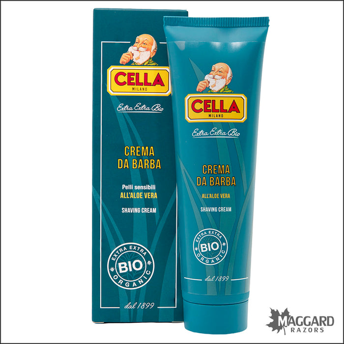 Cella Milano Bio Organic Shaving Cream with Aloe Vera, 150ml Tube