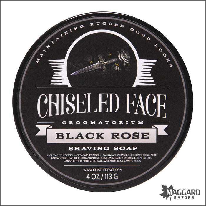 Chiseled Face Black Rose Shaving Soap, 4oz