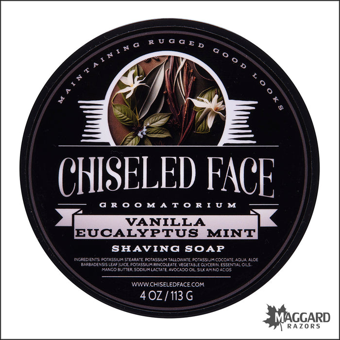 Chiseled Face Vanilla Eucalyptus Mint Tallow Shaving Soap, 4oz