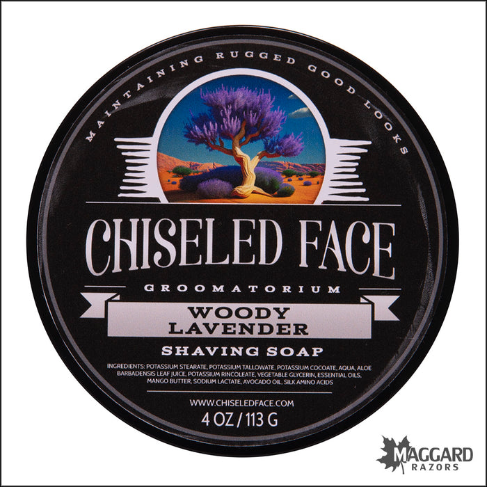 Chiseled Face Woody Lavender Tallow Shaving Soap, 4oz