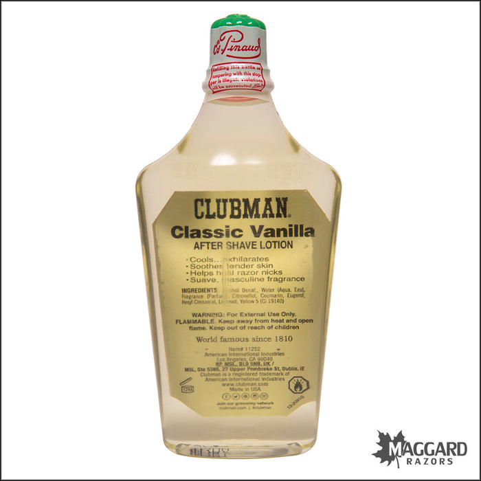 Clubman Pinaud Classic Vanilla Aftershave Lotion, 6oz