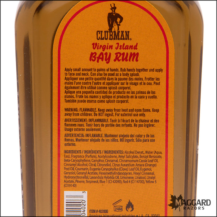 Clubman Pinaud Virgin Island Bay Rum Aftershave Cologne, 6oz