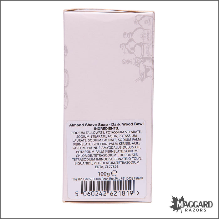 D.R. Harris Almond Shaving Soap in Mahogany Finished Wood Bowl, 100g